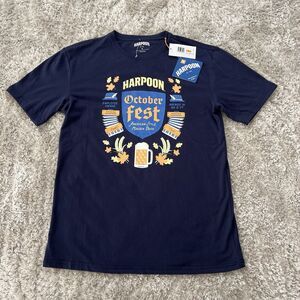HARPOON October Fest T-Shirt Size SMALL Short Sleeve Men Unisex Shirt Navy NEW